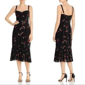 WAYF Black Floral Rose Ruffle Bustier Dress